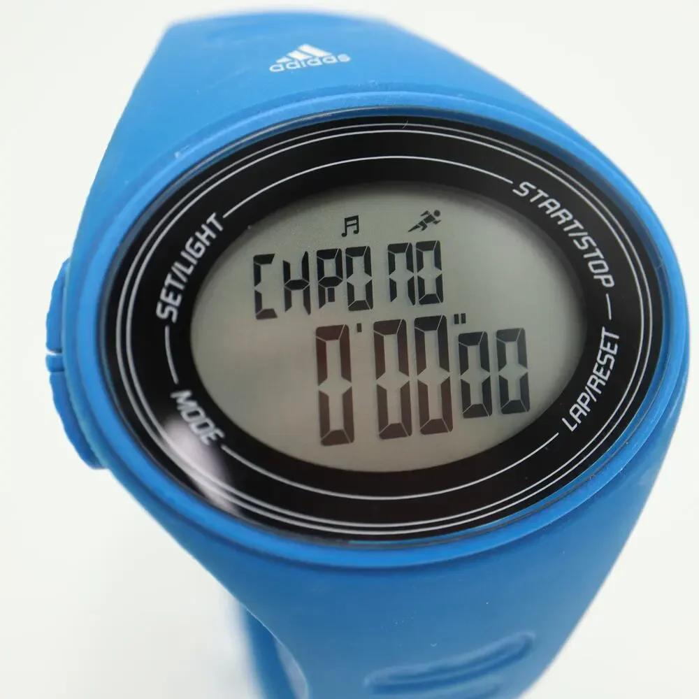 Adidas Mens Blue Digital Sport 49mm Watch Alarm Chrono Timer with New Battery